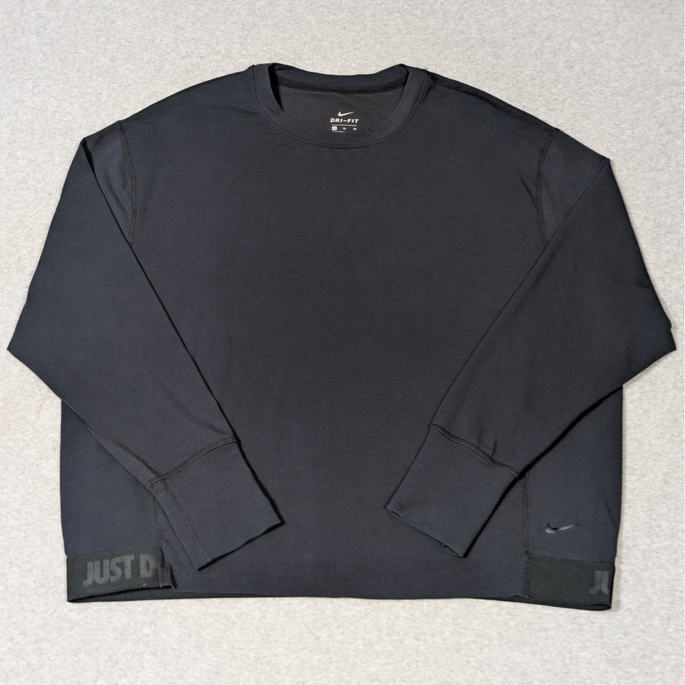 Nike Dri-Fit Cropped Sweatshirt Size XL Stretch Crew Neck Midnight Blue